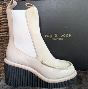 NIB Rag & Bone Sloane Wedge Chelsea Boots Suede Leather Paloma Cream 10 NEW